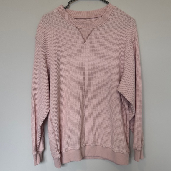 aerie Tops - Aerie Light Pink Waffle Knit Pullover Long Sleeve - XS